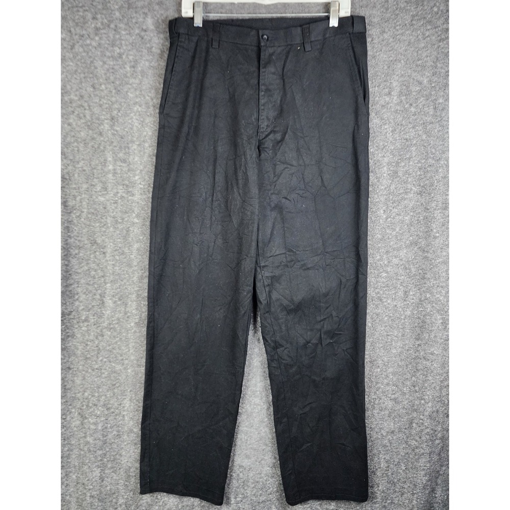 Puritan Chino Pants Mens 32x32 Black Flat Front Straight Leg Twill Trousers
